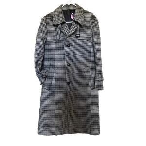 70s Jason Gibbs New York Brown Tan Grey WOOL Tailored Mens Trench Coat Jacket